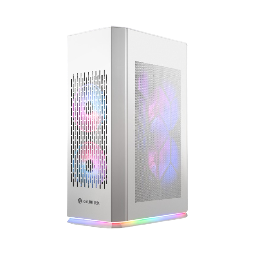 Gabinete Raijintek OPHION Elite White – Diseño compacto, panel de vidrio templado y flujo de aire optimizado en color blanco para PCs de alto rendimiento