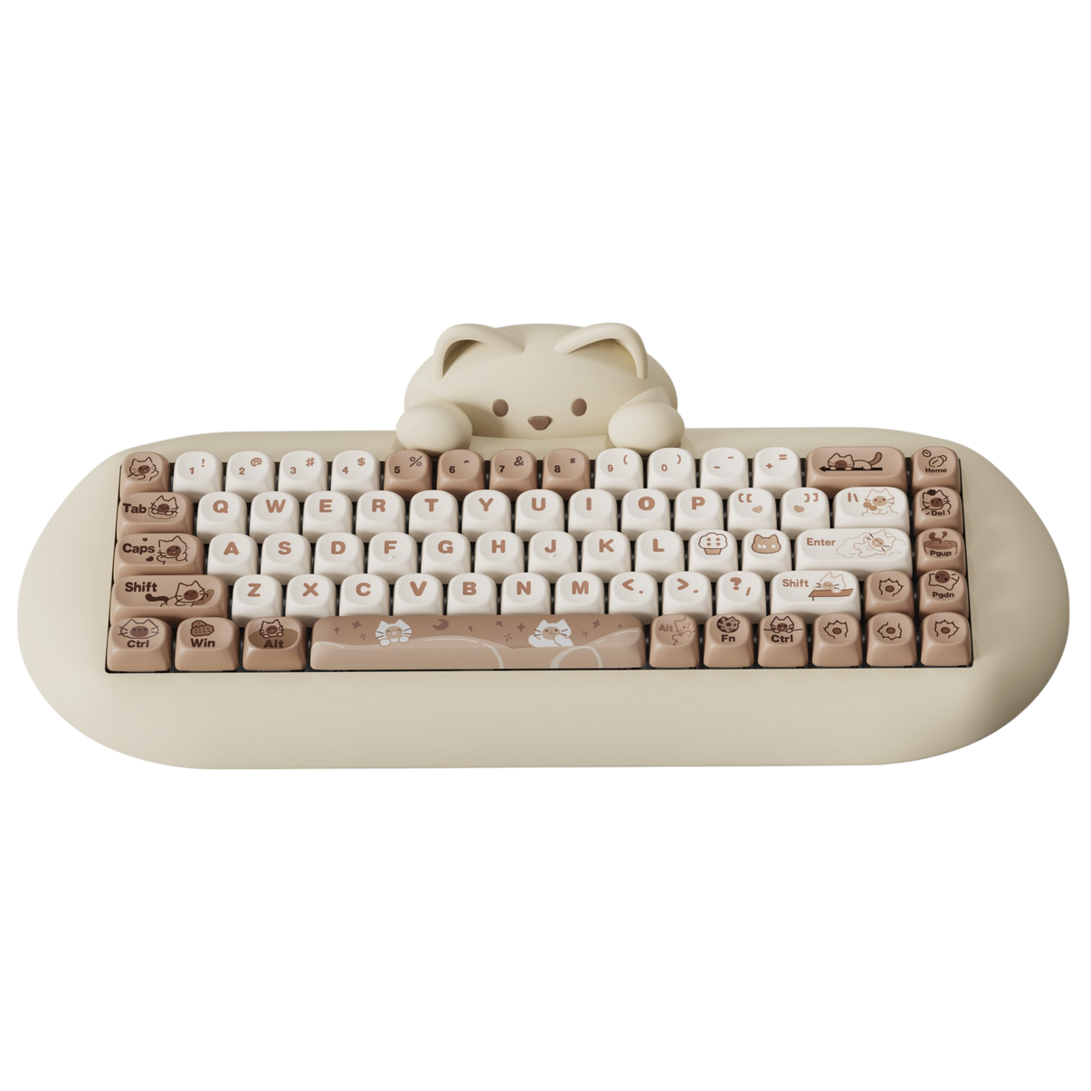 Teclado Gamer Yunzii C68 Cat Coffee – Diseño temático de gato, layout 65 por ciento y switches Milk para estilo y confort