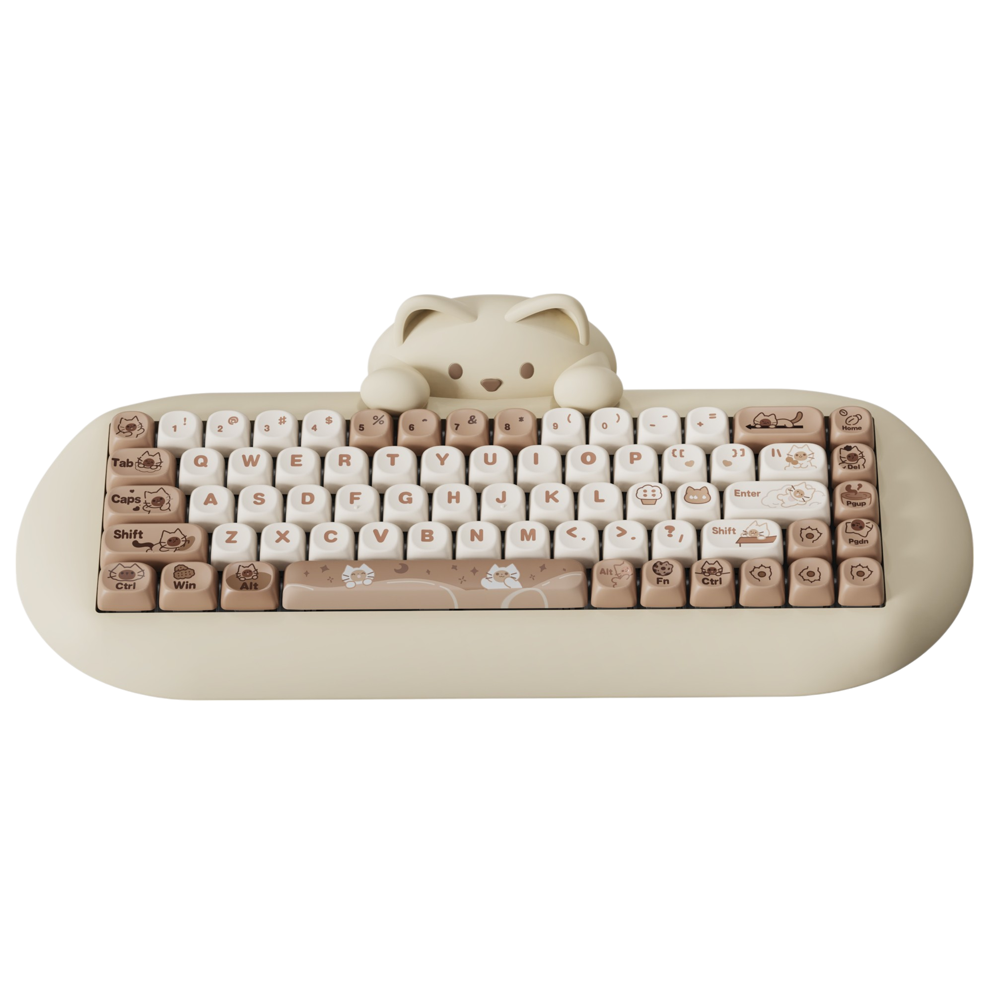 Teclado Gamer Yunzii C68 Cat Coffee – Diseño temático de gato, layout 65 por ciento y switches Milk para estilo y confort