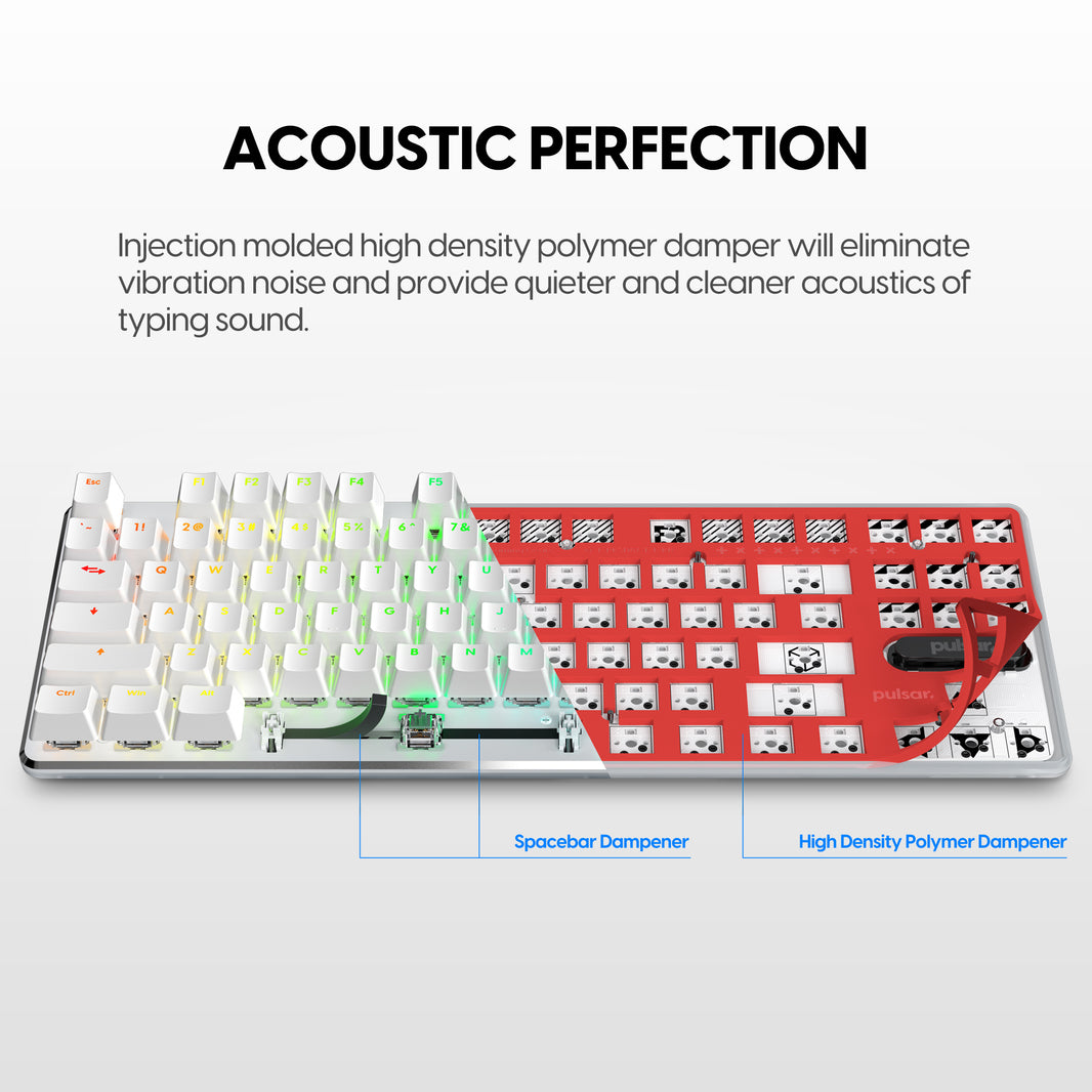 Teclado Gamer Mecánico Pulsar Blanco TKL 80%
