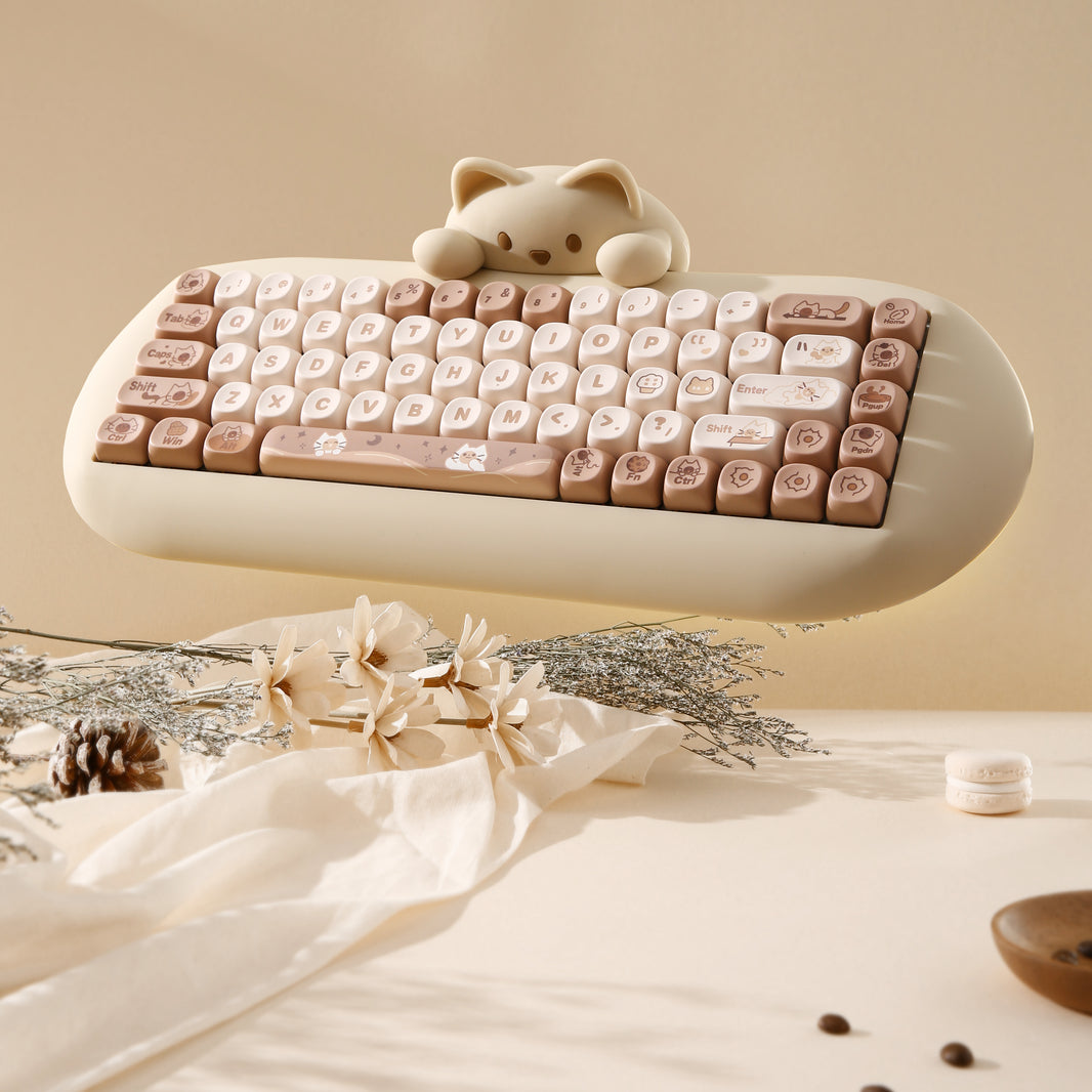 Teclado Gamer Yunzii C68 Cat Coffee Milk Switch