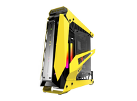 Gabinete Gamer Raijintek NYX PRO Yellow– Diseño compacto con paneles de vidrio templado, iluminación RGB y detalles en rojo para setups de alto rendimiento