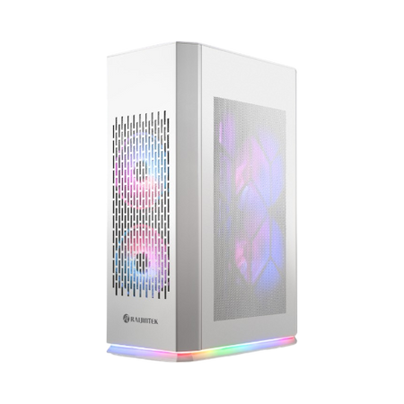 Gabinete Raijintek OPHION Elite White – Diseño compacto, panel de vidrio templado y flujo de aire optimizado en color blanco para PCs de alto rendimiento
