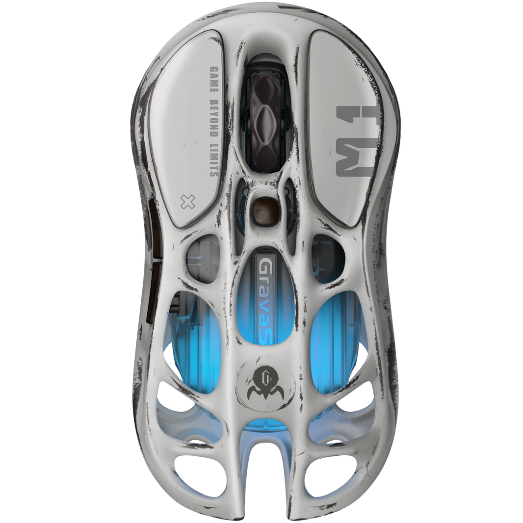Mouse Gamer GravaStar Mercury M1 Pro Wireless Battle-Worn – 4K compatible, diseño de edición especial y dongle incluido para precisión en juegos
