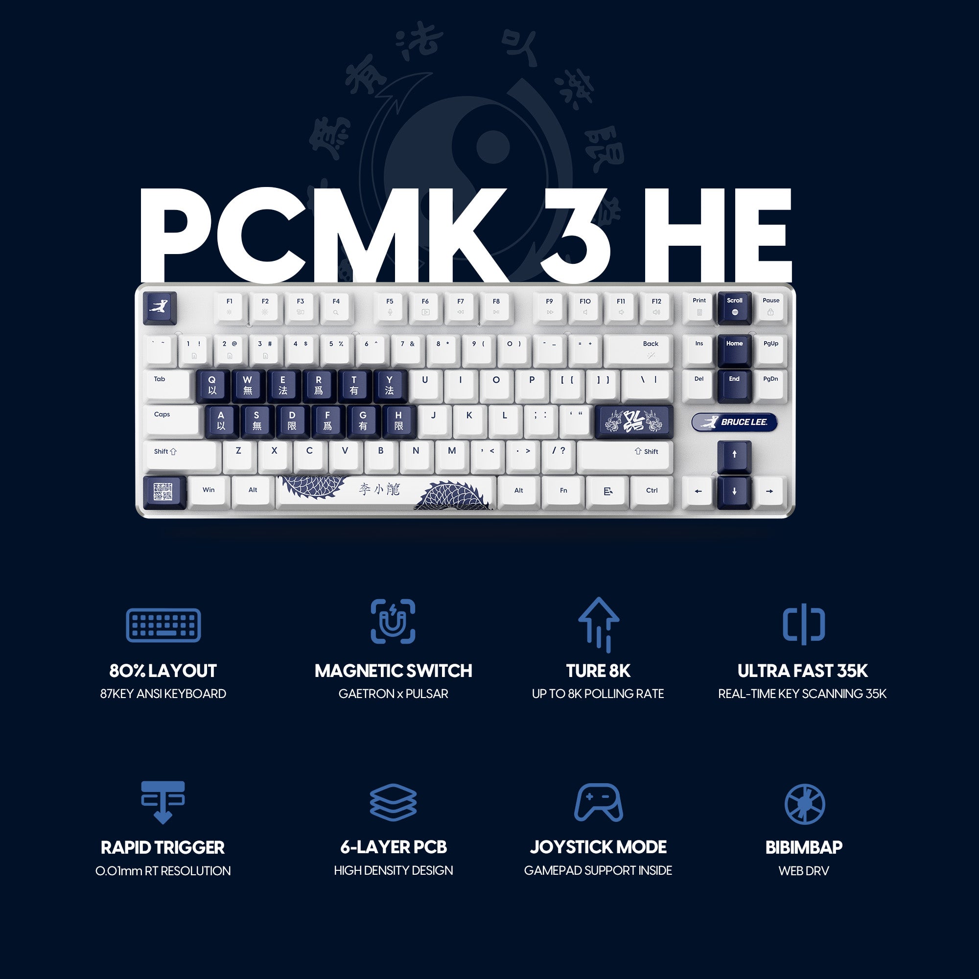 Pulsar PCMK 3 HE Bruce Lee | TKL Magnético | 8K Polling Rate – Mutant