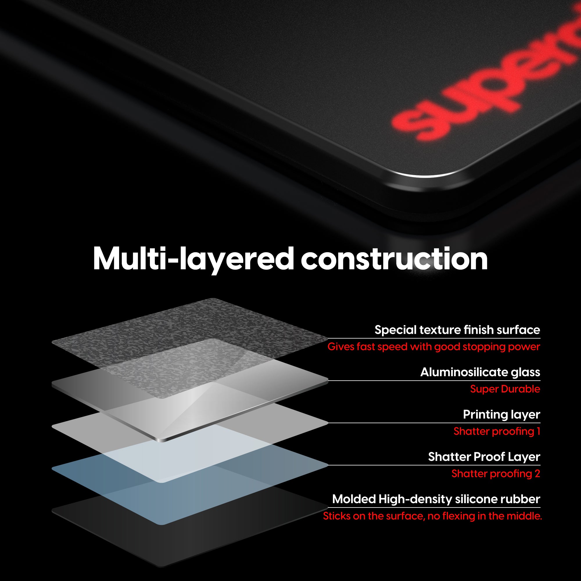 Mousepad Gamer Pulsar SuperGlide XL – Superficie de Vidrio – Mutant