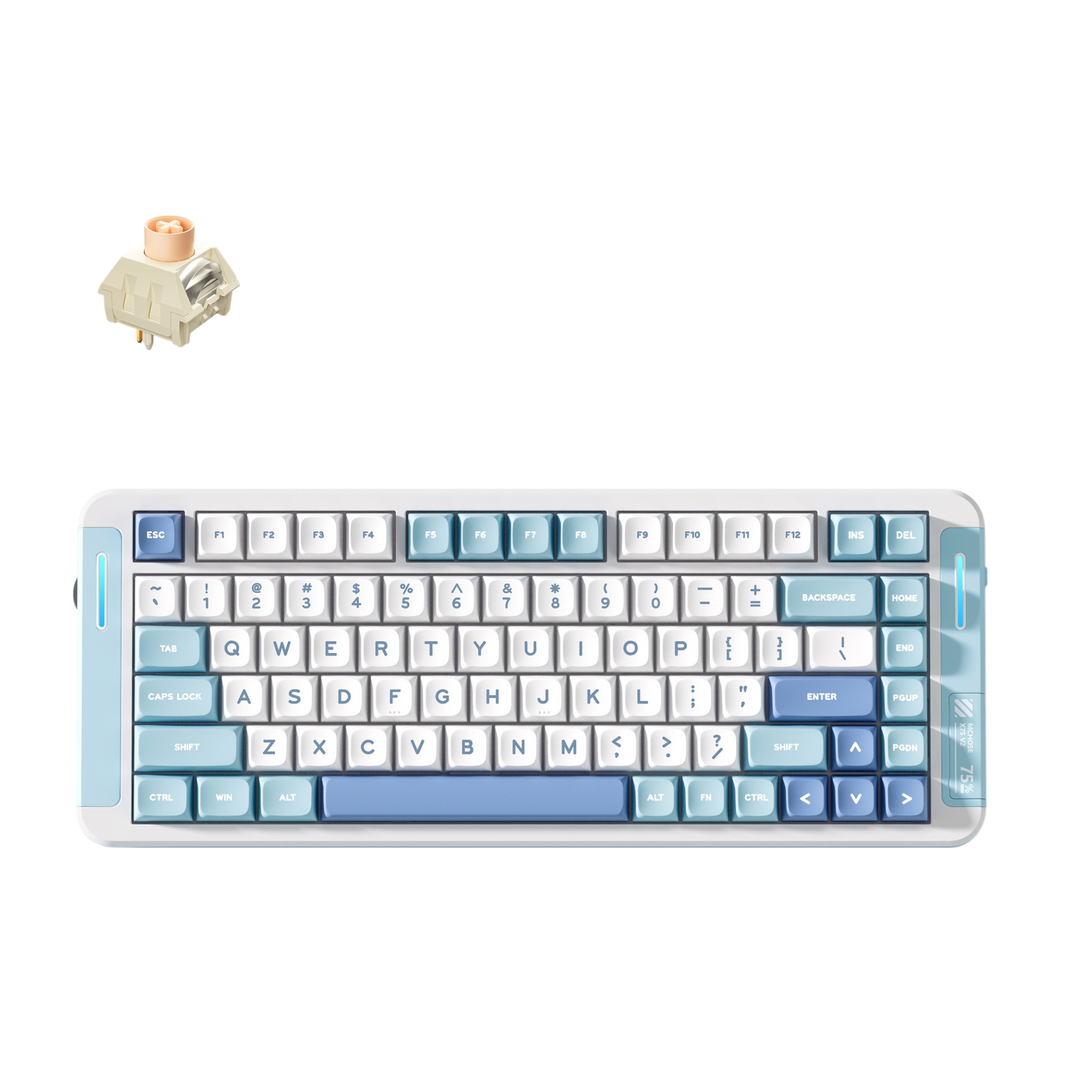 Teclado Gamer MCHOSE X75 V2 Blue – Teclado 75 por ciento con diseño azul, switches precisos y enfoque competitivo