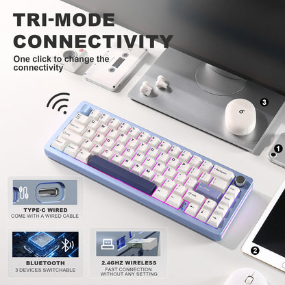 Teclado Gamer Yunzii AL66 Blue Milk Switch