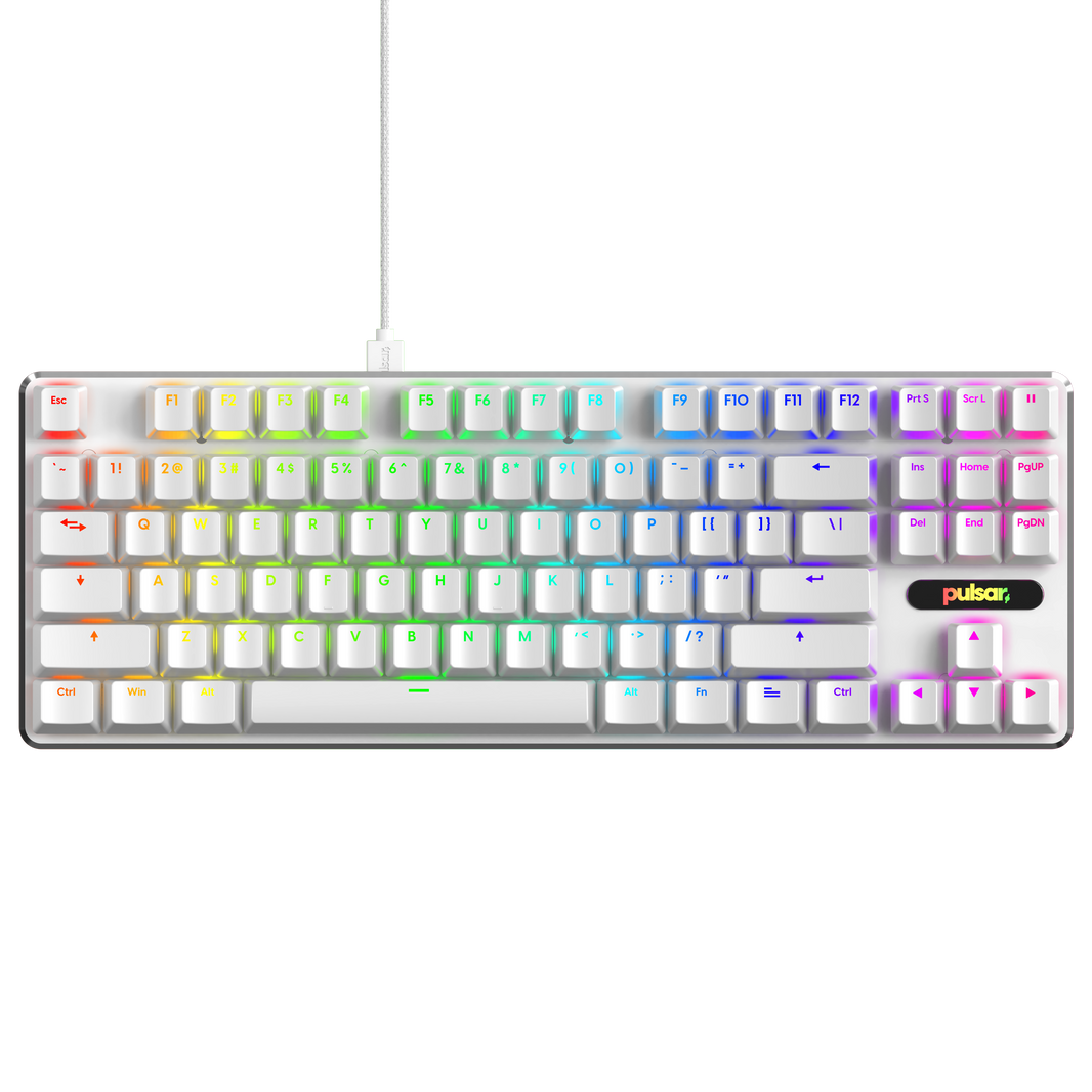 Teclado Mecánico Pulsar White TKL 80% – Formato tenkeyless, diseño blanco y switches mecánicos para alto rendimiento