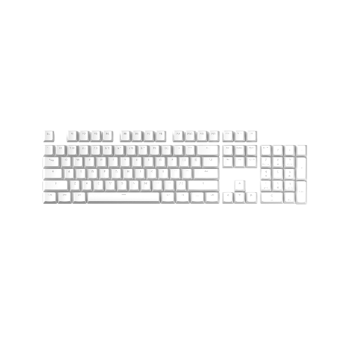 Teclas Pulsar ABS Single US ANSI White 104Key – Teclas ABS de 104 teclas, diseño ANSI y color blanco para teclados mecánicos completos