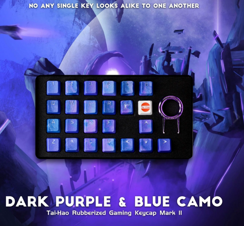 Teclas TAIHAO Rubberized Gaming Keycap Mark II- Camo series dark purple